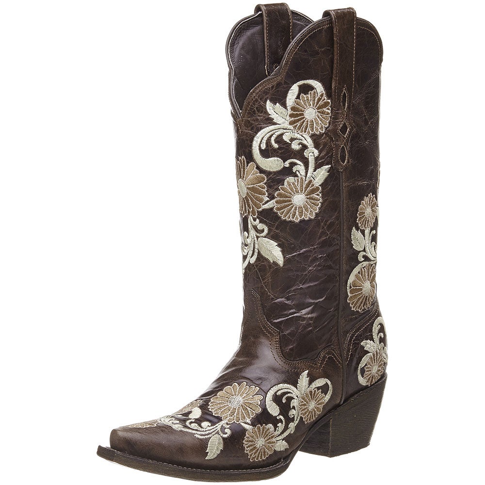 Denver Boot Brown Flowers Women's Cowboy Boots DEAL!