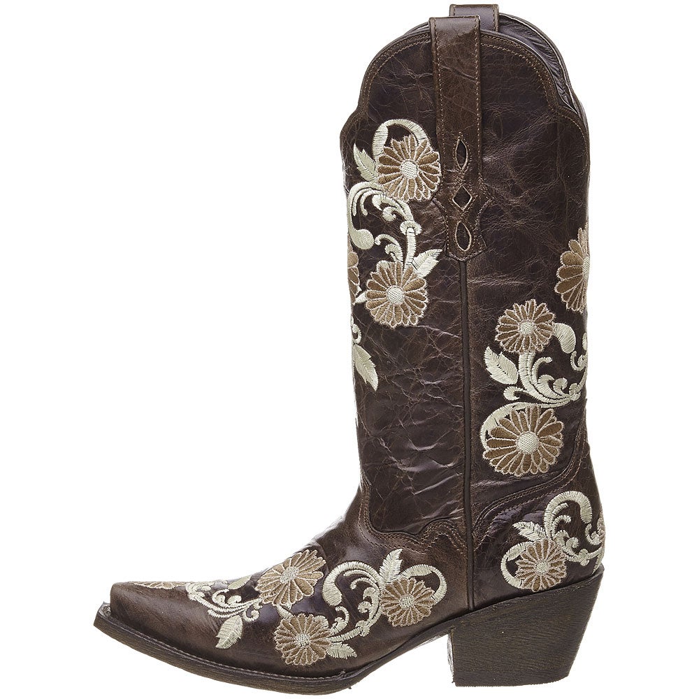 Denver Boot Brown Flowers Women's Cowboy Boots- DEAL!