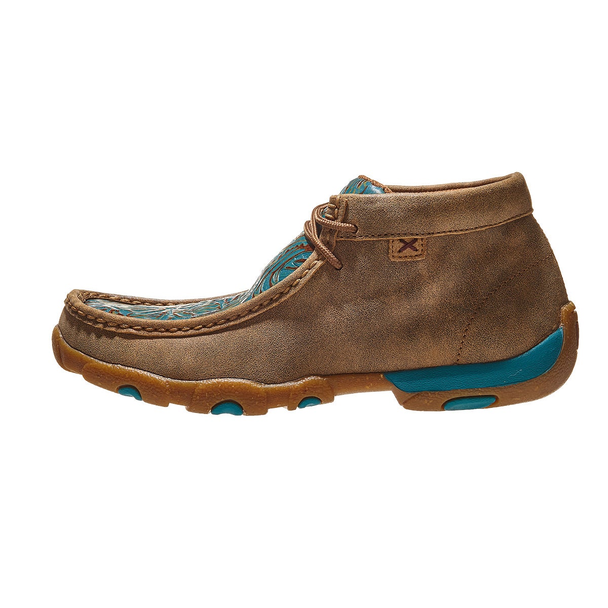 Twisted X Womens Chukka Driving Moc Tooled Turquoise 360° View Riding Warehouse 