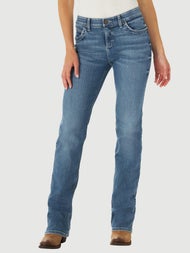 Wrangler Women's Q-Baby Mid Rise Boot Cut Ultimate Riding Jean - Comfort Fit For Horseback & Casual Wear