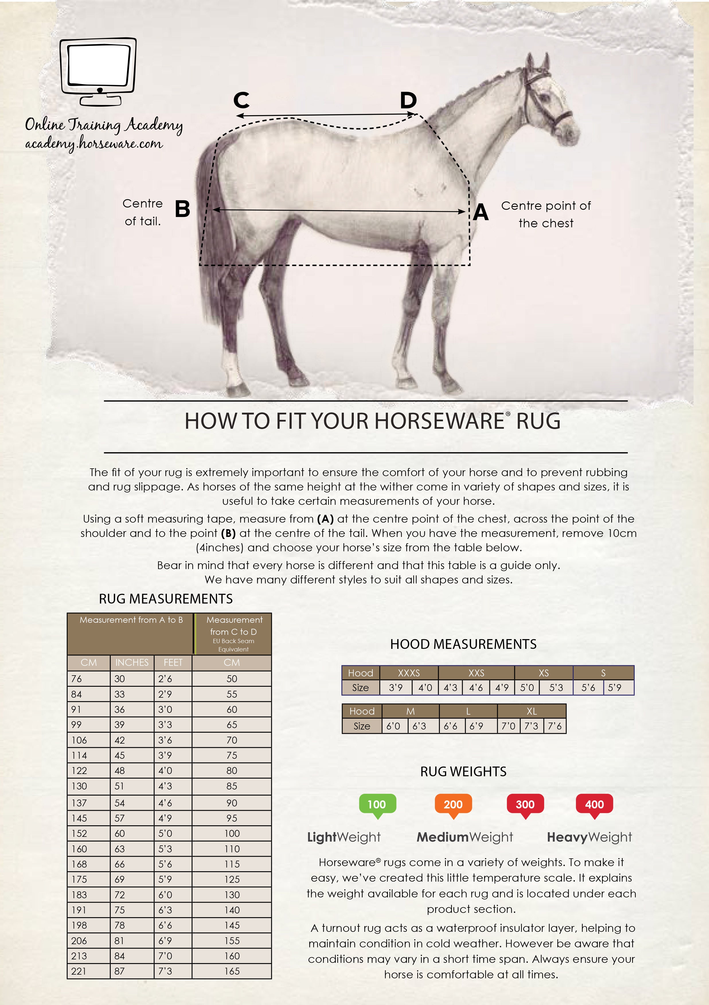 Horse Blanket Measurement Chart