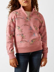 Ariat Girls Bronc Scene 1/4 Zip Sweatshirt