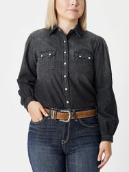 Cruel Denim Chambray Western Billow Sleeve Snap Shirt