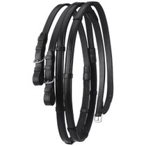 Ovation Black Rubber Lined Reins w/Stops 5/8" x 54"