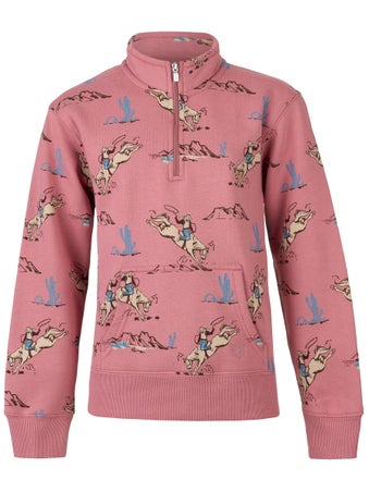Ariat Girls Bronc Scene 1/4 Zip Sweatshirt