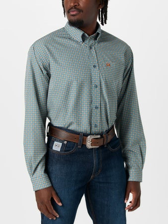 Cinch Men ArenaFlex Long Sleeve Blue Print Shirt