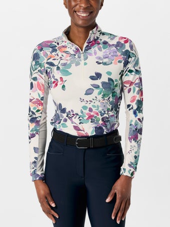 Kastel Amethyst Watercolor Floral 1/4 Zip Sun Shirt