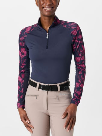 Kastel Hot Pink French Tulips Raglan 1/4 Zip Sun Shirt