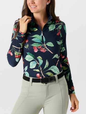 Kastel Navy Cherries 1/4 Zip Sun Shirt