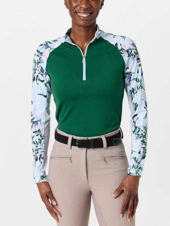 Kastel Powder Blue Botanical Raglan 1/4 Zip Sun Shirt