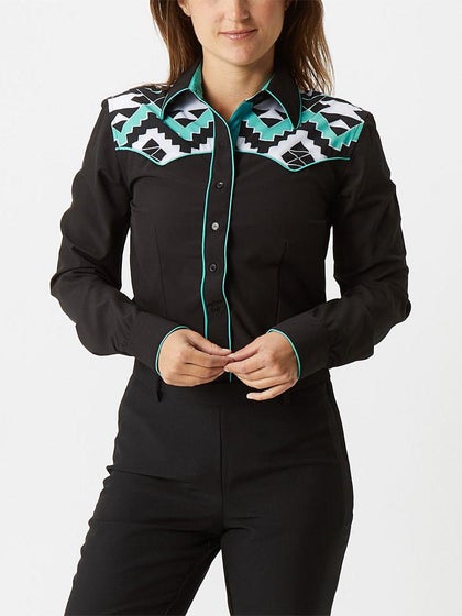 68515TURQ Royal Highness Concealed Zippered Western Show Shirt Turquoise main image 0