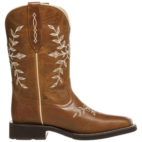 Brown Leather Cowboy Boots with White Embroidered Chaps Women main image 4