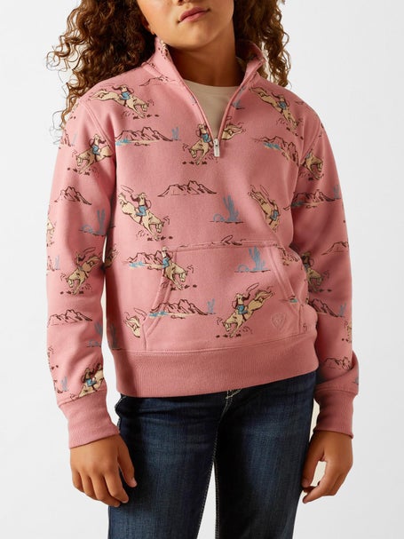 Ariat Girls Bronc Scene 1/4 Zip Sweatshirt