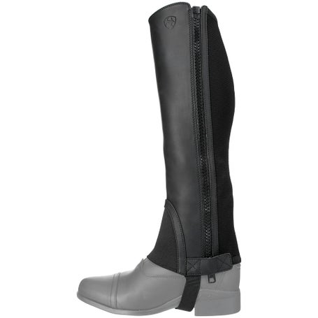Demi-chaps En Daim Noir Ariat - Taille XS - Mollet 12.5, Jambe 13, Zip 14 - Neuf (défauts Mineurs)