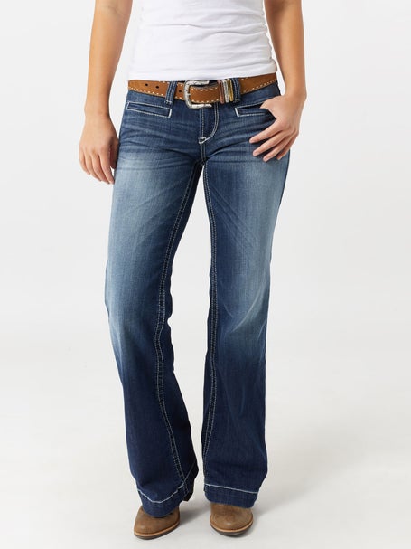 Trouser Mid Rise Stretch Entwined Wide Leg Jean