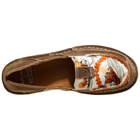 Ariat Brown Leather Slip-On Loafers with Western Detailing Ariat Womens Brown Copper Glitter Inlay Cruiser Slip On Shoe  main image 4
