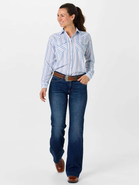 Chemise Ranch Ariat Pour Femmes - Modèle Billie Jean, Taille XXL, Bleue, Neuve