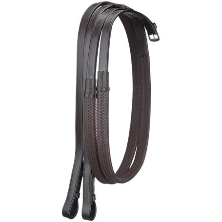 Bobbys Tack Fairhaven Brown Rubber Reins W/Stud Hooks