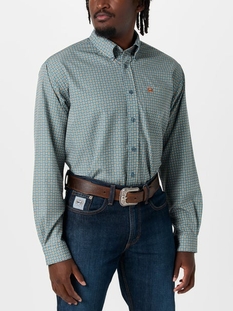 Cinch Men ArenaFlex Long Sleeve Blue Print Shirt
