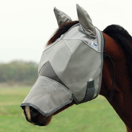 Masque Anti-mouches Cashel Crusader Pour Cheval Mini/poulin Gris Long Nez