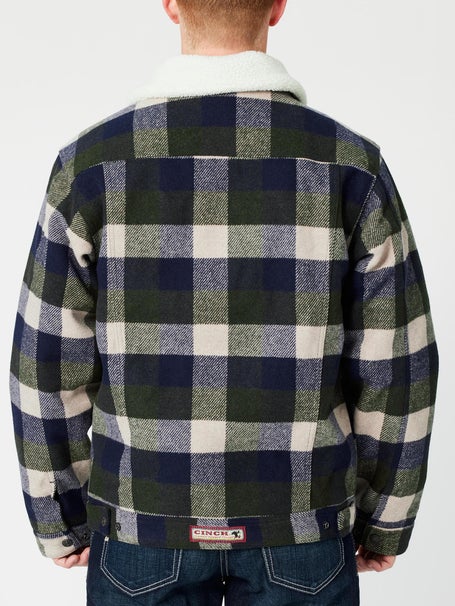 Cinch Men's Plaid Poly-Wool Sherpa Lined Trucker Jacket