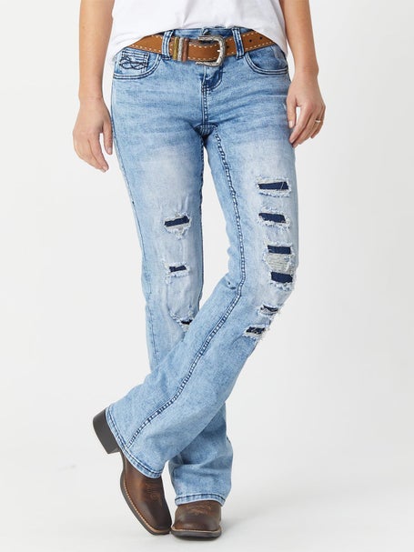 Low Rise Light Wash Ripped Bootcut Jeans
