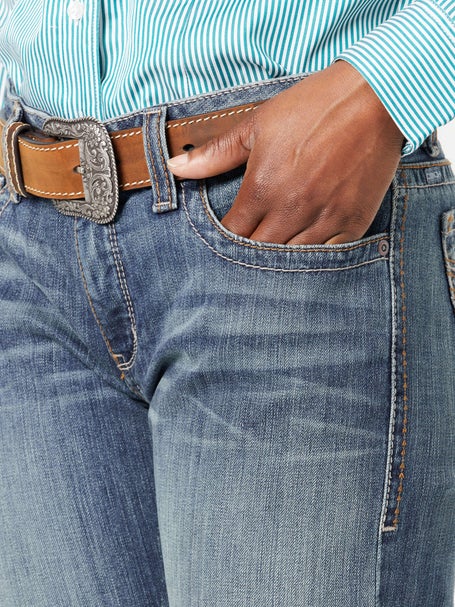 Jean Femme Cache Bootcut à Clous - Taille 4 (28) - Délavage Moyen - Occasion Très Bon état