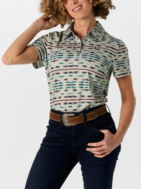 Cinch Womens Athletic Printed Short Sleeve Polo Shirt
