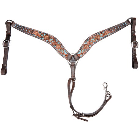 Circle Y Bronco Blue Texas Flower Breast Collar