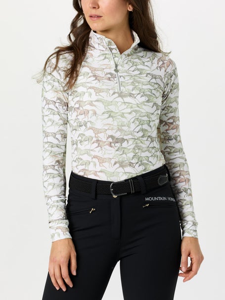 Dapplebay Womens Galloping Watercolor 1/4 Zip Top