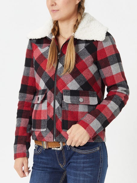 Womens Plaid Jacket Fashion Plaid Print Long Tweed Jacket Women