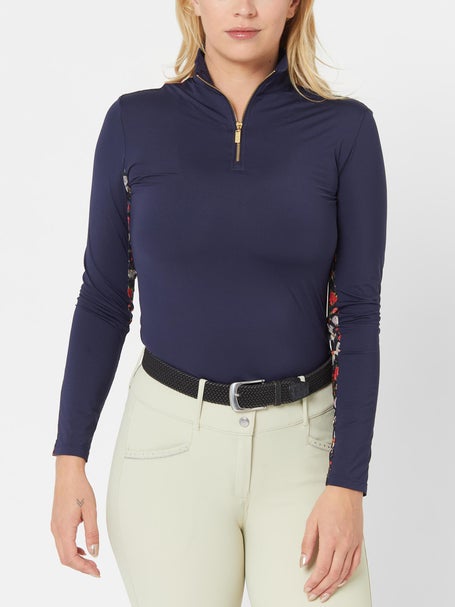 Dancing Equestrian 1/4 Zip Mesh Back LS Sunshirt