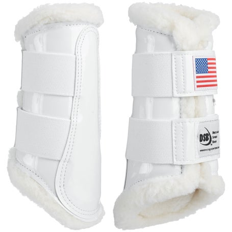 DSB White Patent Glossy USA Flag Dressage Sport Boots