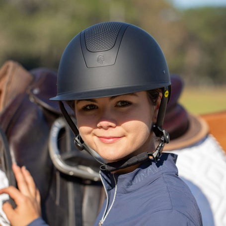 Sole Society Navy Chenille Riding Hat - Equestrian Style Charles Owen EQX Kylo 2025 Riding Hat Navy Matte/Rose Gold  main image 4