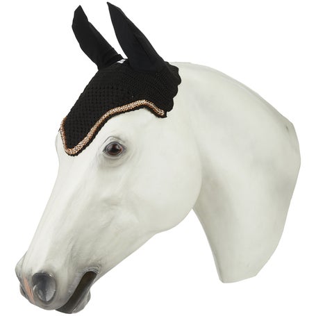 Equine Couture™ Fly Bonnet with Piping and Crystals