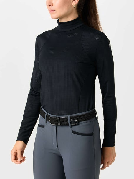 Kastel Perforated Mock Neck Long Sleeve Sun Shirt