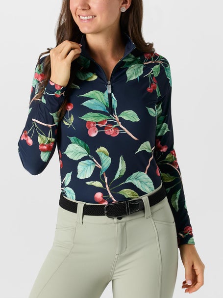 Kastel Navy Cherries 1/4 Zip Sun Shirt