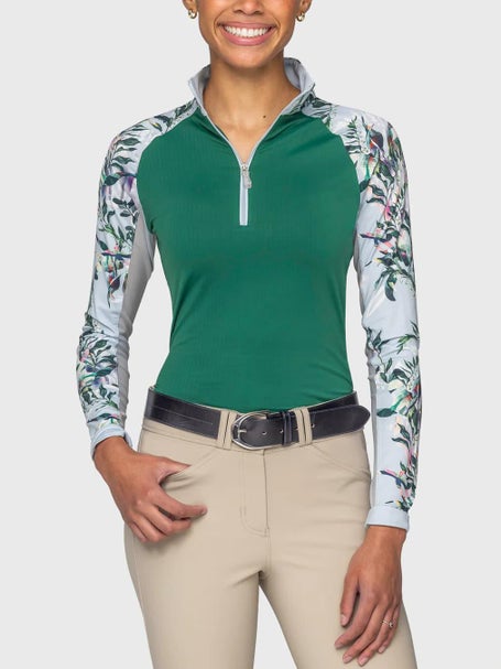 Kastel Powder Blue Botanical Raglan 1/4 Zip Sun Shirt