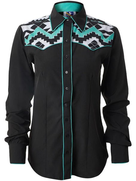 Royal Highness Ladies' Button Shirt w/Zipper PinStripes