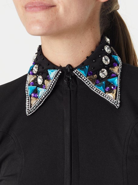 Royal Highness Ladies' Button Shirt w/Zipper PinStripes