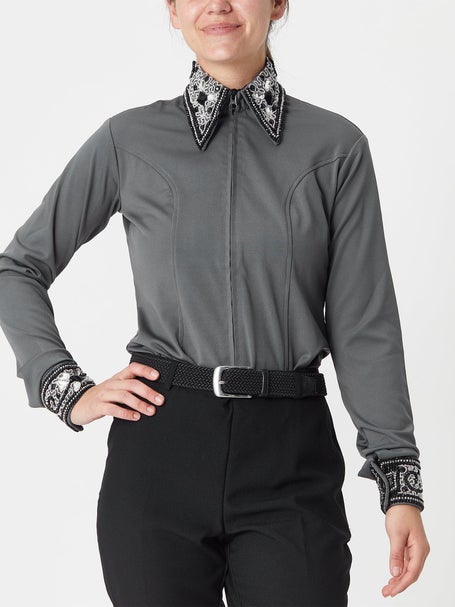 Elite Bling Collar Show Shirt ~ Charcoal