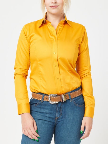 Royal Highness Ladies Button Shirt w/Zipper Mustard