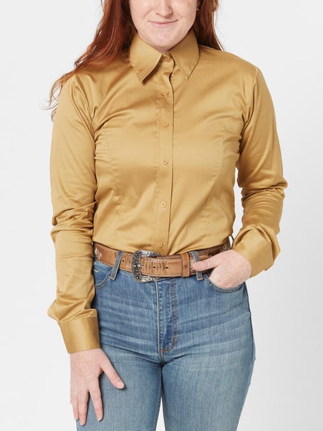 Royal Highness Ladies Zip & Button Shirt Beige