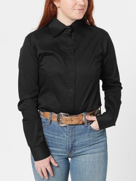 Royal Highness Ladies Zip & Button Shirt Black