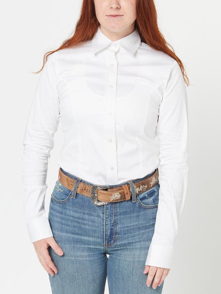 Royal Highness Ladies Zip & Button Shirt White