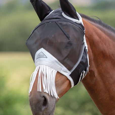 Shires Fine Mesh Fly Mask With Ears & Nose Fringe