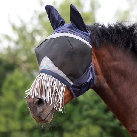 Shires Fine Mesh Fly Mask With Ears & Nose Fringe