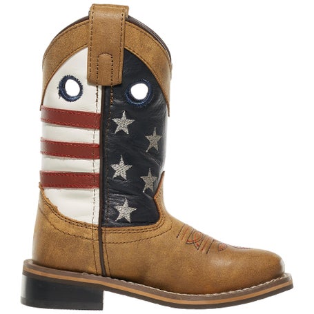 Men's Stars And Stripes Vintage Brown Leather Cowboy Boot - 11 Inch Shaft