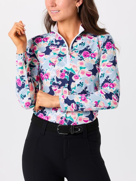 SanSoleil SolTek Lux UV50 Mock Long Sleeve Top Print