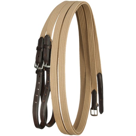 Tory Leather Cotton & Leather Web Draw Reins Tan/Havana